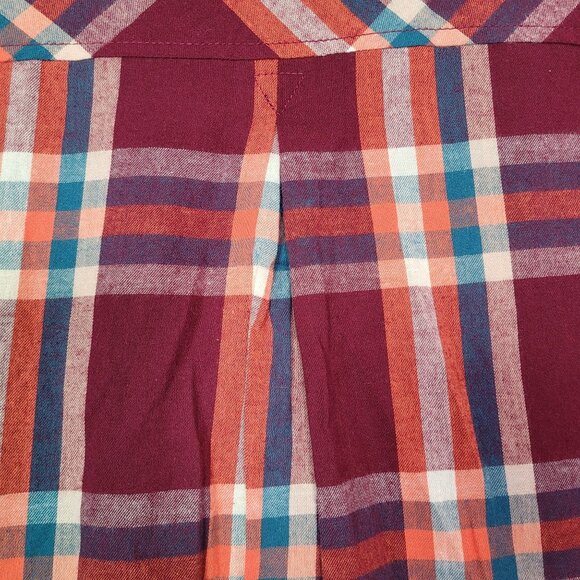 Time & Tru Women's Burgundy Plaid Long Sleeve Button Down Shirt Small (4-6)New - Picture 7 of 11